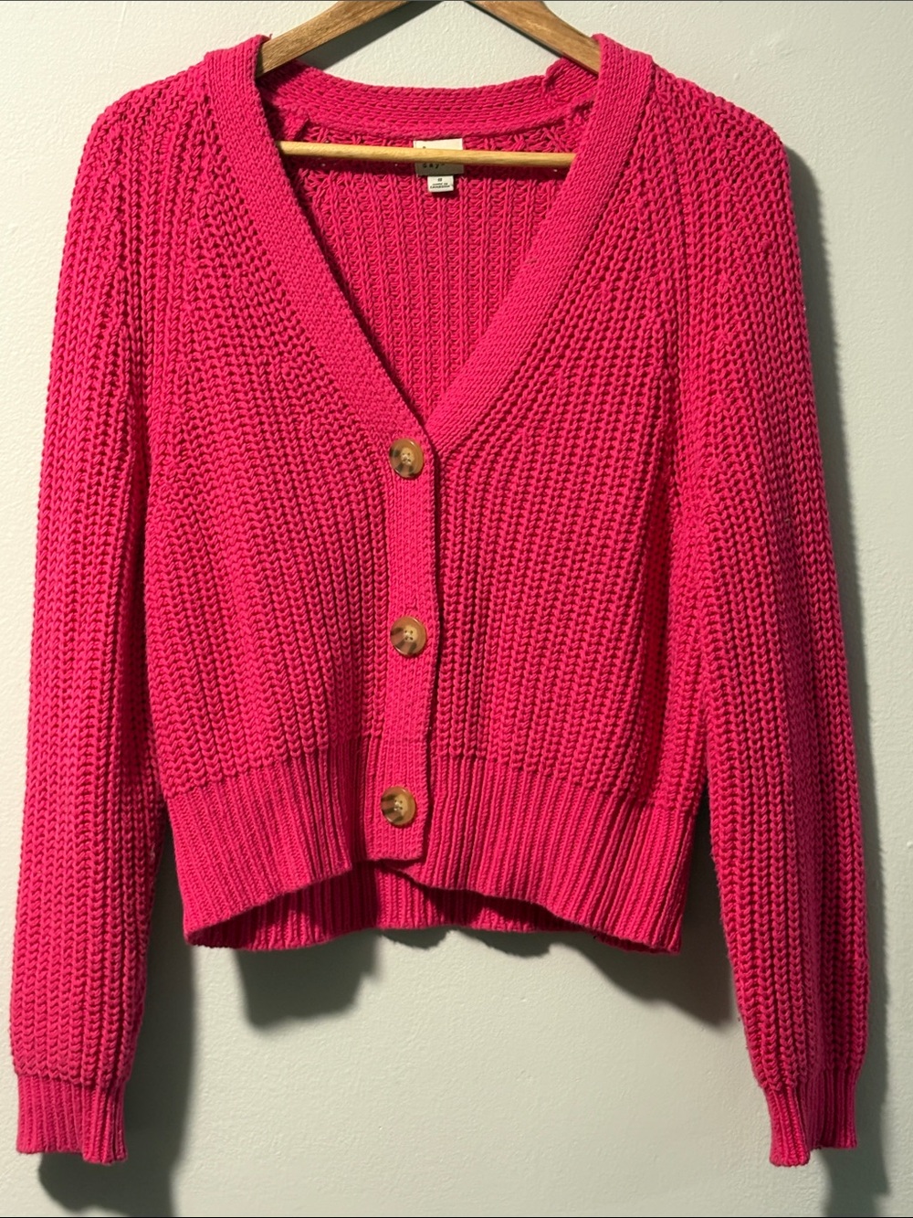 a new day Bright Pink V-Neck Button Front Cardigan